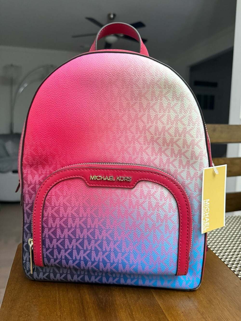 MICHAEL KORS JAYCEE MD ZIP POCKET BACKPACK MK BAG Color Shift Dark Raspberry